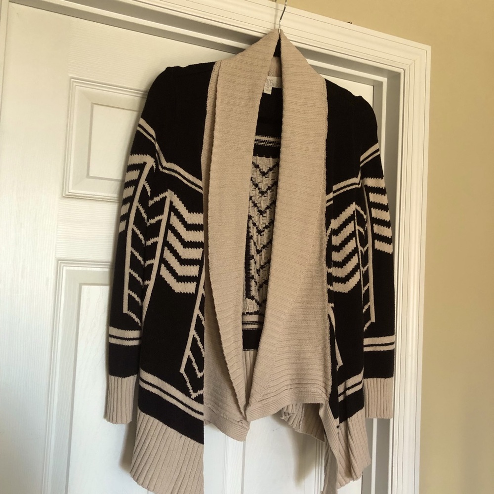 Black Aztec Print Sweater Cardigan